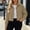 Khaki, variant on Sevevn Women Lapel Collar Corduroy Cropped Shacket Button Down Long Sleeve Jacket Dual Chest Pockets Casual Outerwear