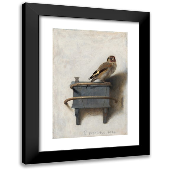 Carel Fabritius 11x14 Black Modern Framed Museum Art Print Titled - The Goldfinch (1654)