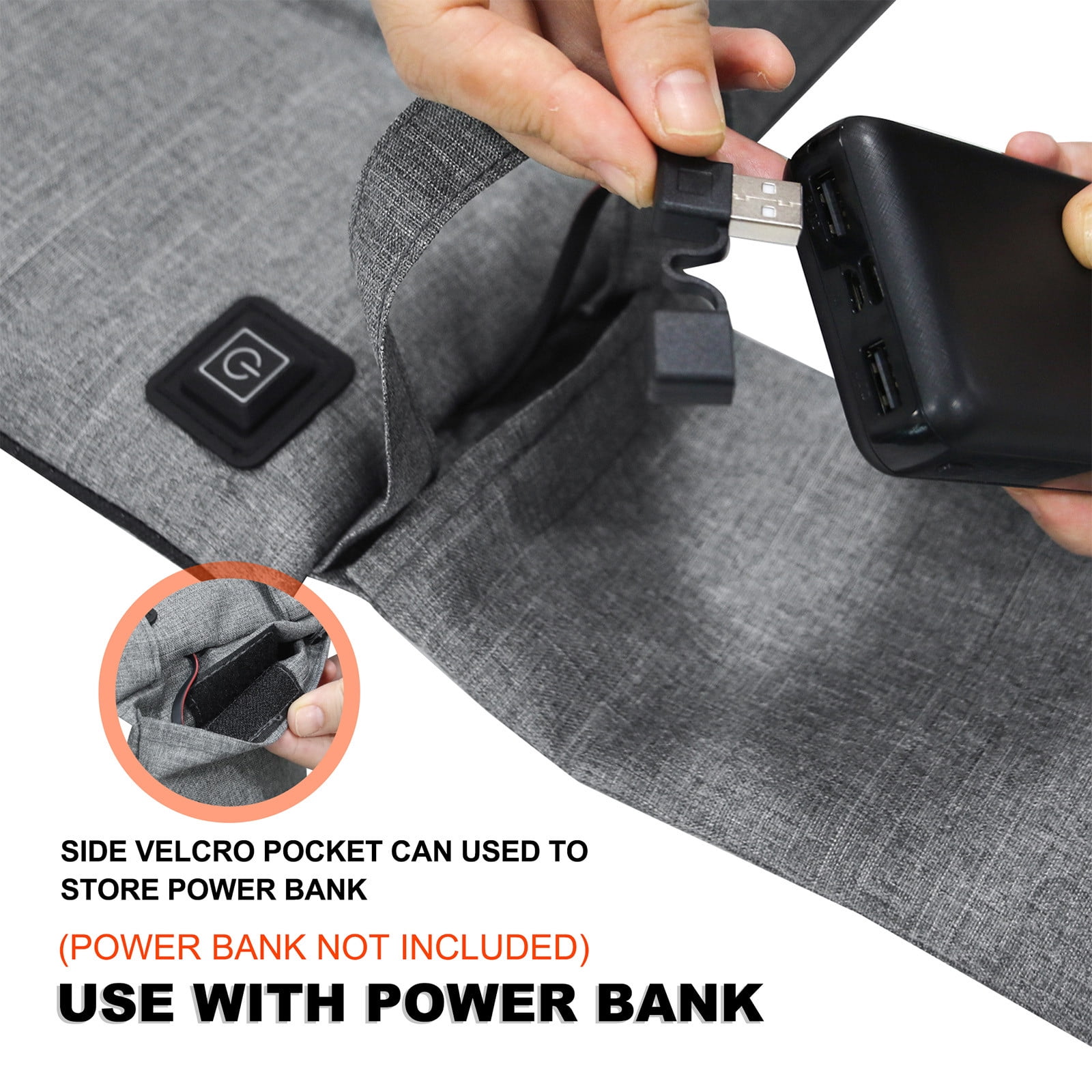 Hwuxmo USB Electric Heating Seat Cushion,Portable Heated Seat Cushion,Car Heated Seat Cover Foldable Heating Pad With 3 Temperature Level For Fishing, Hunting Gray