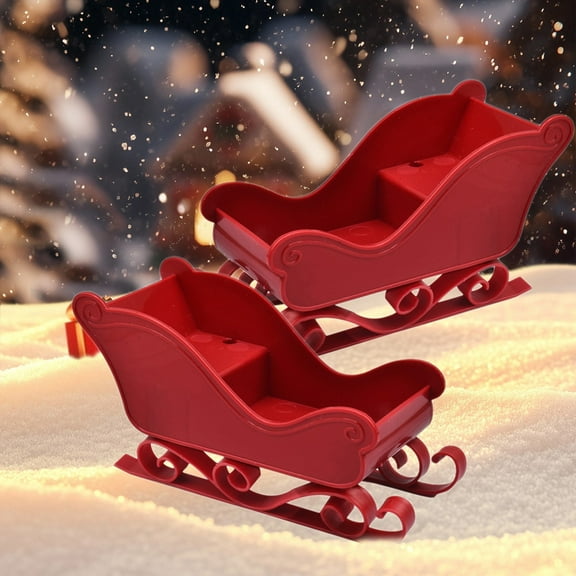 Eolstice Miniature Santa Sled Reindeer Set, Plastic Christmas Village Display Piece, Tabletop Tree Ornament for Hol-iday Home Office Decor