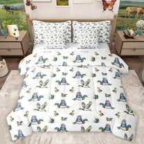 Homewish Mallard Duck 7-Piece Twin Bedding Sets,Rustic Farmhouse Cabin Bedding Comforter Set,Country Plant Leaves Sheet Sets For Boys Kids,Luxury Bedroom Decor Reversible