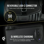 Corsair DARK CORE RGB PRO SE Wireless FPS/MOBA Gaming Mouse with SLIPSTREAM Technology, Black, Backlit RGB LED, 18000 DPI, Optical, Qi wireless charging certified