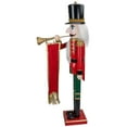 thumbnail image 4 of Northlight 36" Red and Green Christmas Nutcracker Soldier with Horn, 4 of 6