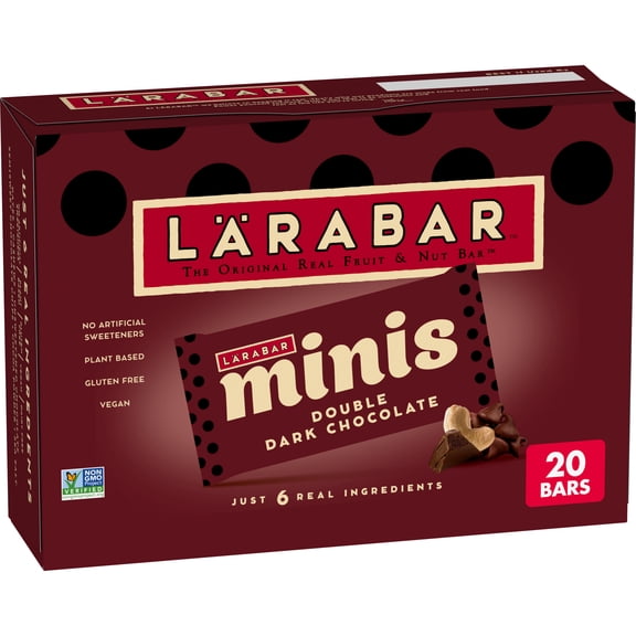 Larabar Double Dark Chocolate Mini Bars, Gluten Free Vegan Bars, 20 ct