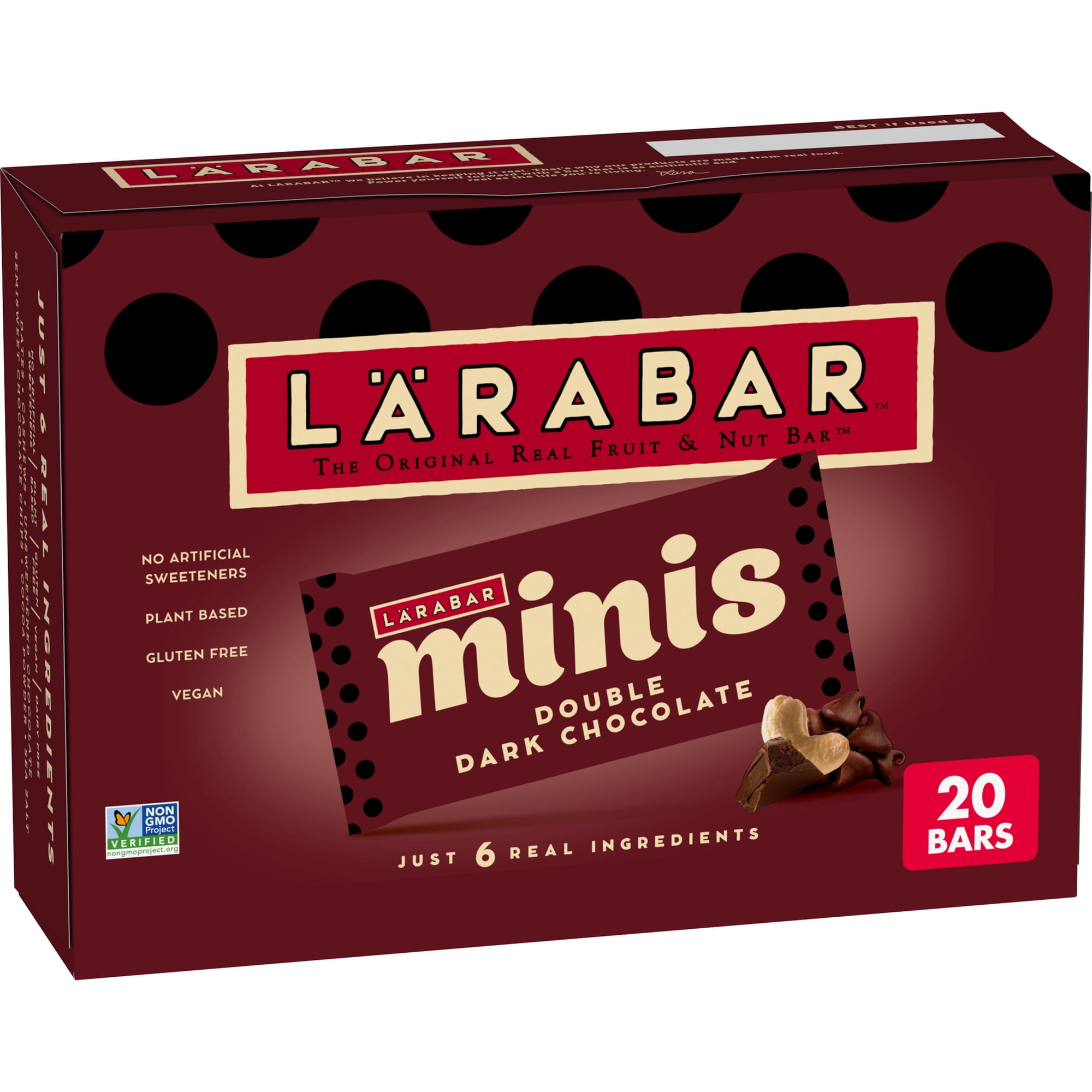 Larabar Double Dark Chocolate Mini Bars, Gluten Free Vegan Bars, 20 count