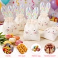 thumbnail image 6 of Ikoopy 10Pcs Easter Fabric Drawstring Bag Reusable Bunny Style Linen Goodie Bag Cute Rabbit Candy Pouch for Snack Candy Party Favor (Green), 6 of 10