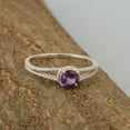 thumbnail image 4 of 5MM Round Shape Amethyst 925 Sterling Silver Solitaire Women Anniversary Ring, 4 of 7