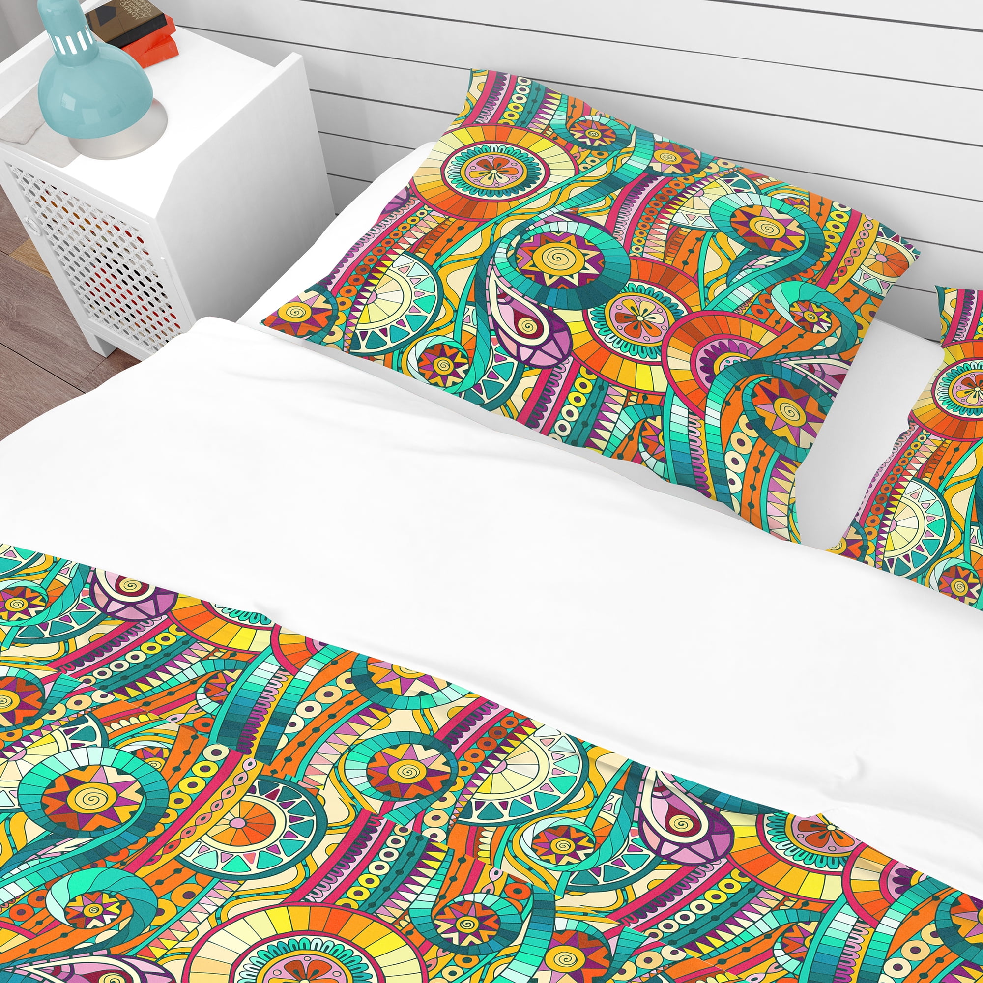 Designart 'Tribal Doddle Ethnic Pattern Mosaic Elements' Bohemian & Eclectic Duvet Cover Set