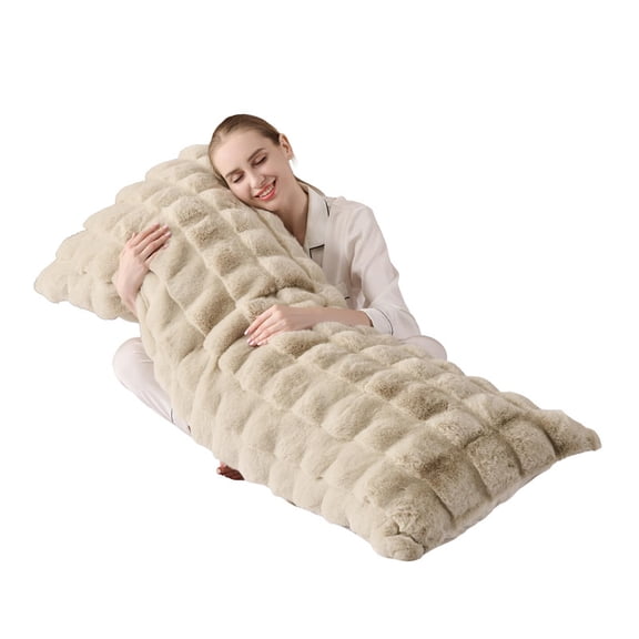 Luxury Shaggy Faux Fur Body Pillow,Fluffy Bed Pillows with Zipper Closure,Soft Decorative Plush Full Long Pillow,Fuzzy Hug Pillow for Home Living Room Side Sleeper & Pregnancy 20"x54" Taupe Chocolate