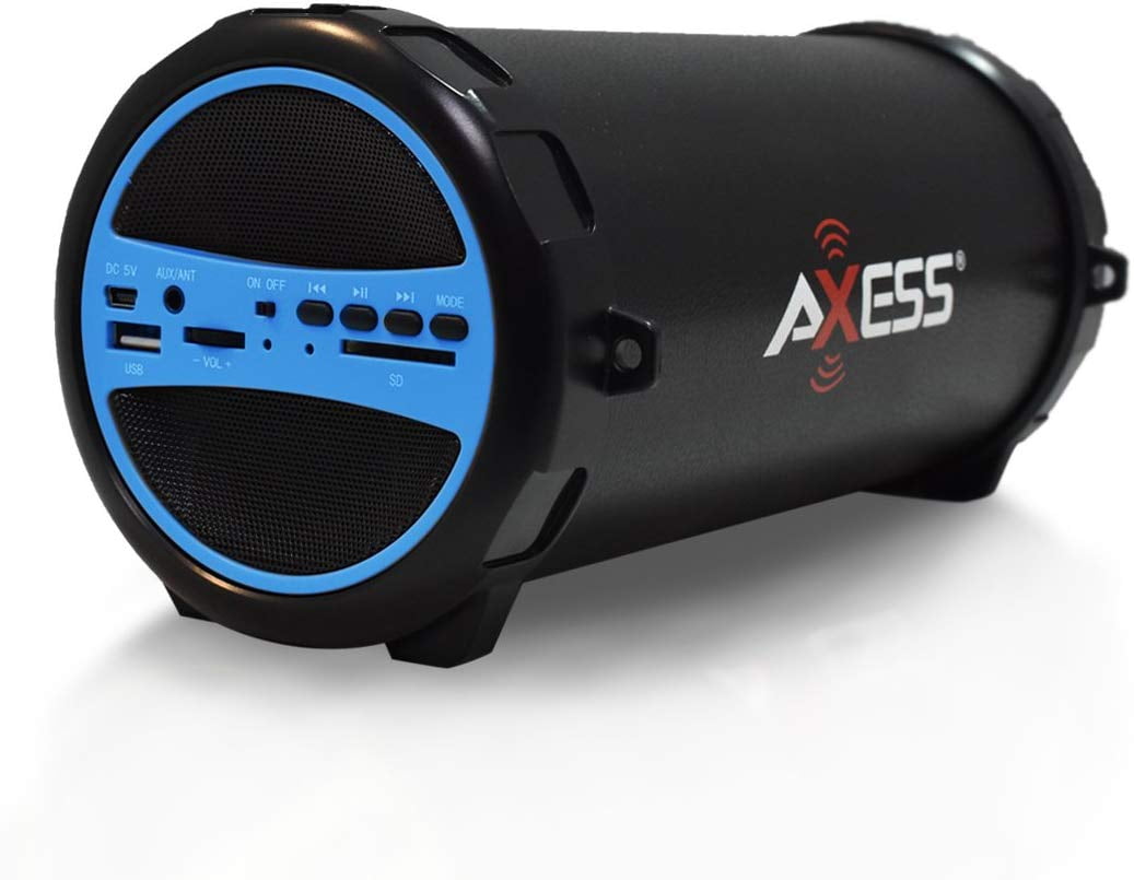 Axess SPBT1031BL Portable Bluetooth Indoor/Outdoor HiFi Cylinder Loud