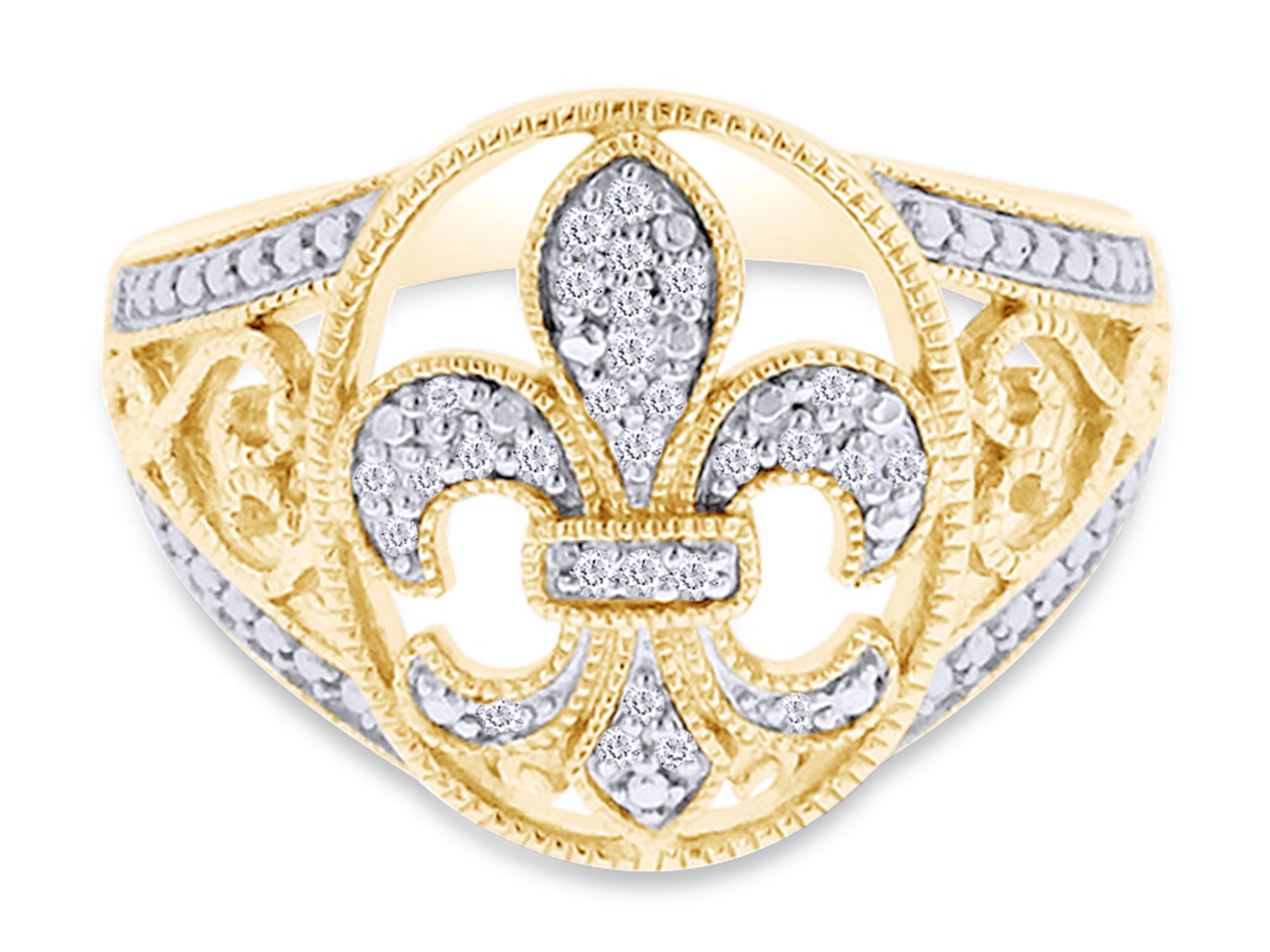 0.25 Cttw Wishrocks Baguette & Round Diamond Heart and Flower Pendant in 14K Gold Over Sterling Silver 0.25 Cttw Wishrocks Baguette & Round Diamond Heart and Flower Pendant in 14K Gold Over Sterling Silver