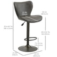 thumbnail image 3 of HOMCOM Tabourets de Bar Pivotants Lot de 2, Simili Cuir Hauteur de Comptoir Réglable avec Siège Large et Base Ronde en Acier, Repose-Pieds, Gris Foncé, 3 of 10