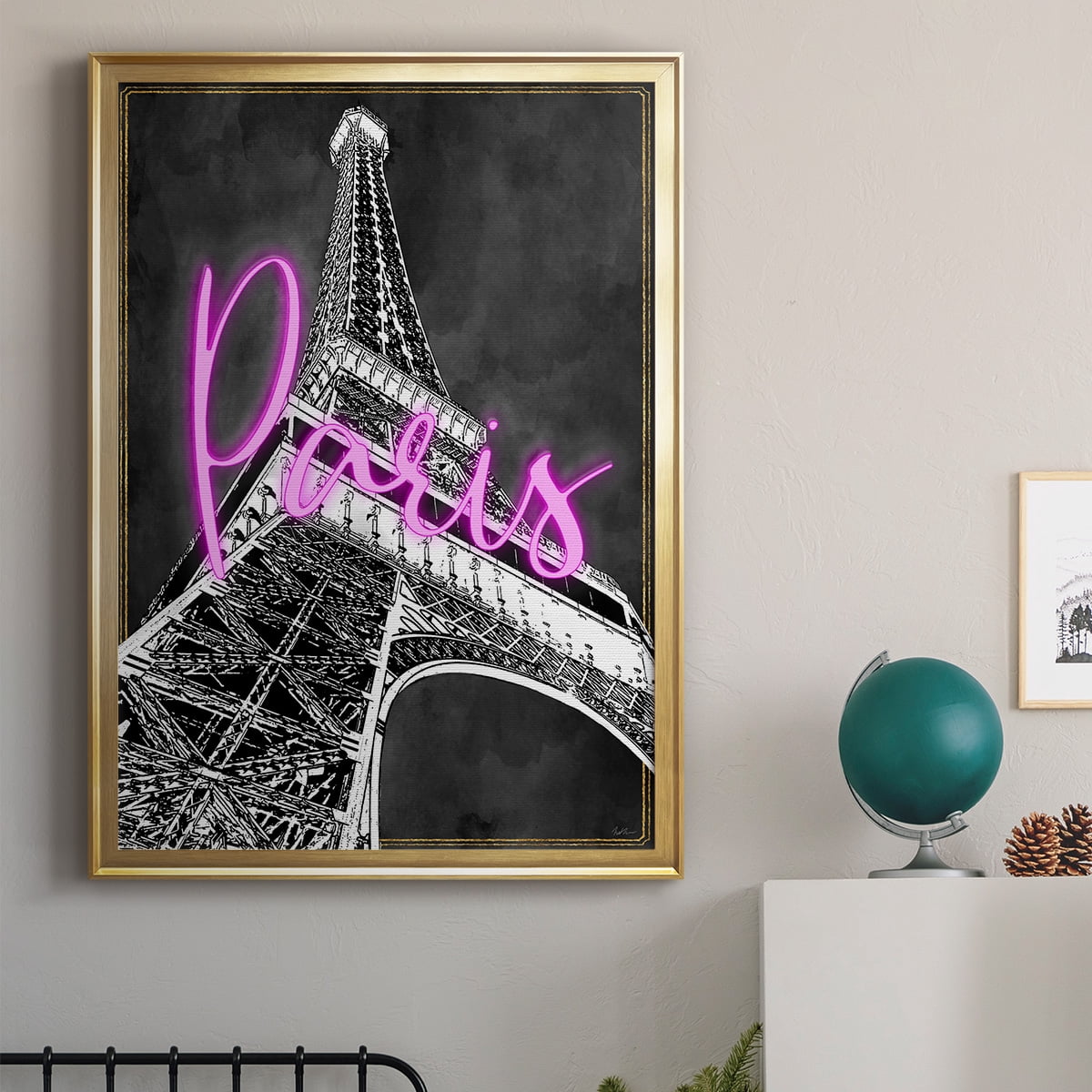 Neon Nights In Paris Premium Classic Framed Print - Ready to Hang