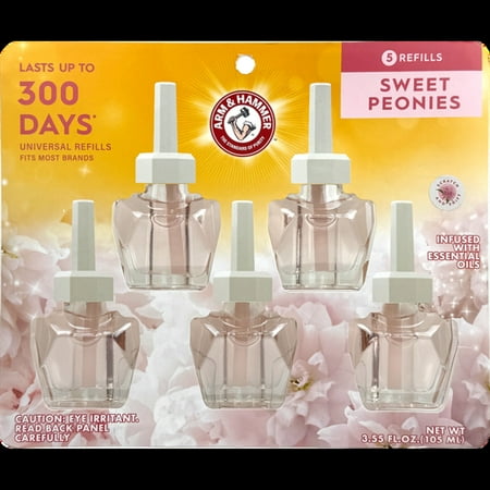 Arm & Hammer Plug in Scented Oil 5 Refills, Sweet Peonies, 3.24 Oz