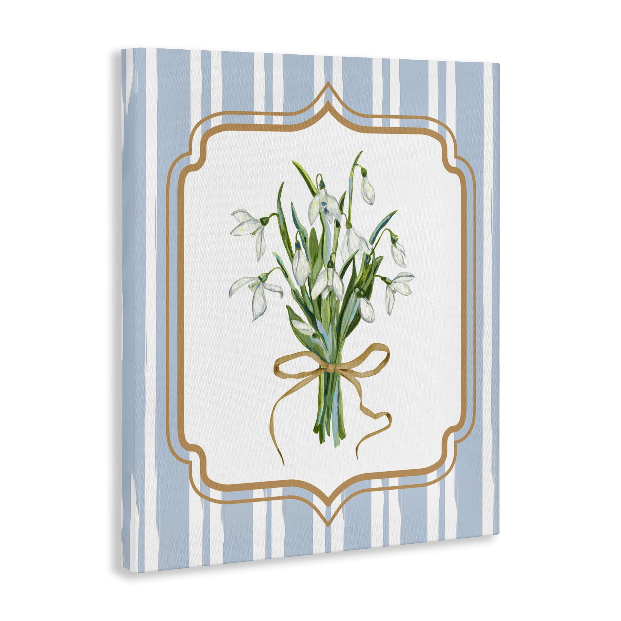 White Flower Bundle on Stripes Canvas Wall Art, design by Adonna Ebrahimi