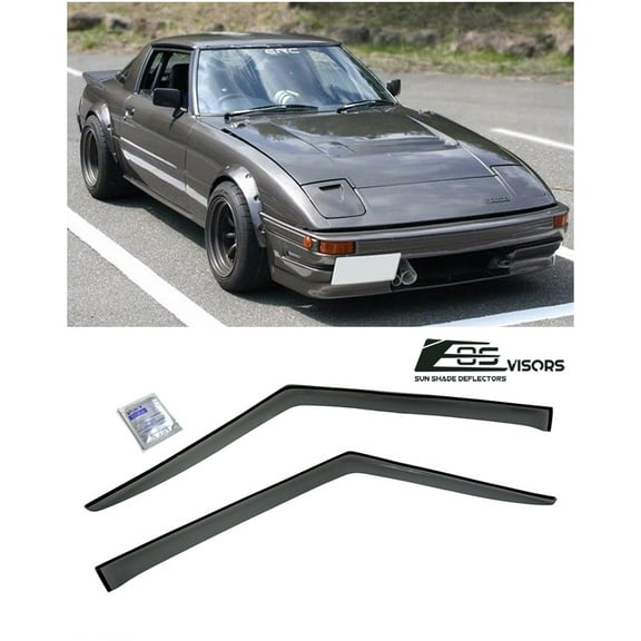 Extreme Online Store for 1978-1985 Mazda RX-7 | EOS Visors Smoke Tinted JDM Tape On Side Window Vent Visors Rain Guard Deflector RX7 RX 7 SA22C FB
