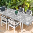 thumbnail image 2 of Grey Christmas Table Cloths for 8 Foot Rectangle Tables, Xmas Snowflake White Patio Waterproof Elastic Fitted Tablecloths, Washable Rectangular Table Cover for Camping, 2 of 8