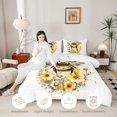 thumbnail image 3 of Erosebridal Bohemian Bee Queen Comforter Set,Boho Floral Comforter Sets Queen,White Yellow,Polkadot Reversible,3-Piece,1 Comforter and 2 Pillowcases, 3 of 7