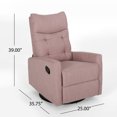 thumbnail image 4 of GDF Studio Kimpton Contemporary Fabric Tufted Glider Swivel Pushback Recliner, Light Blush and Black, 4 of 7