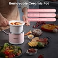 thumbnail image 4 of Olla pequeña de cerámica KOOC Slow Cooker de acero inoxidable de 0,65 L, color rosa, 4 of 8