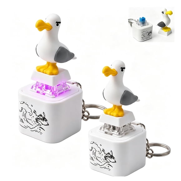 Llavero con Botón de Gaviota de Mina - Sonido Real, Luz LED, Divertido (6 Pzas)