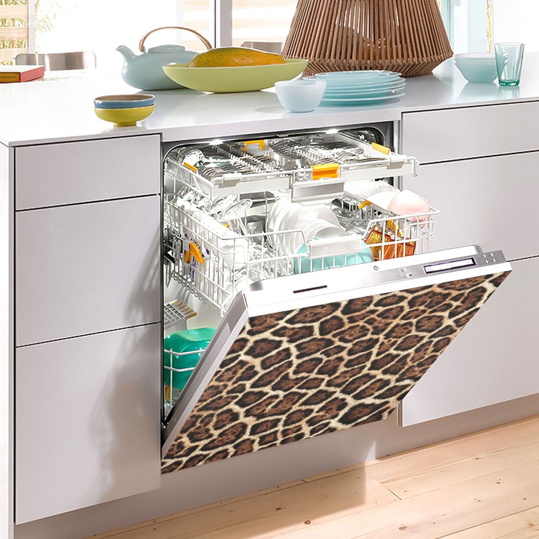 IAUYY Magnetic decorative sticker - 23x26 Inch PVC Refrigerator Decorative Cover, Removable DIY Art for Kitchen Appliances Leopard