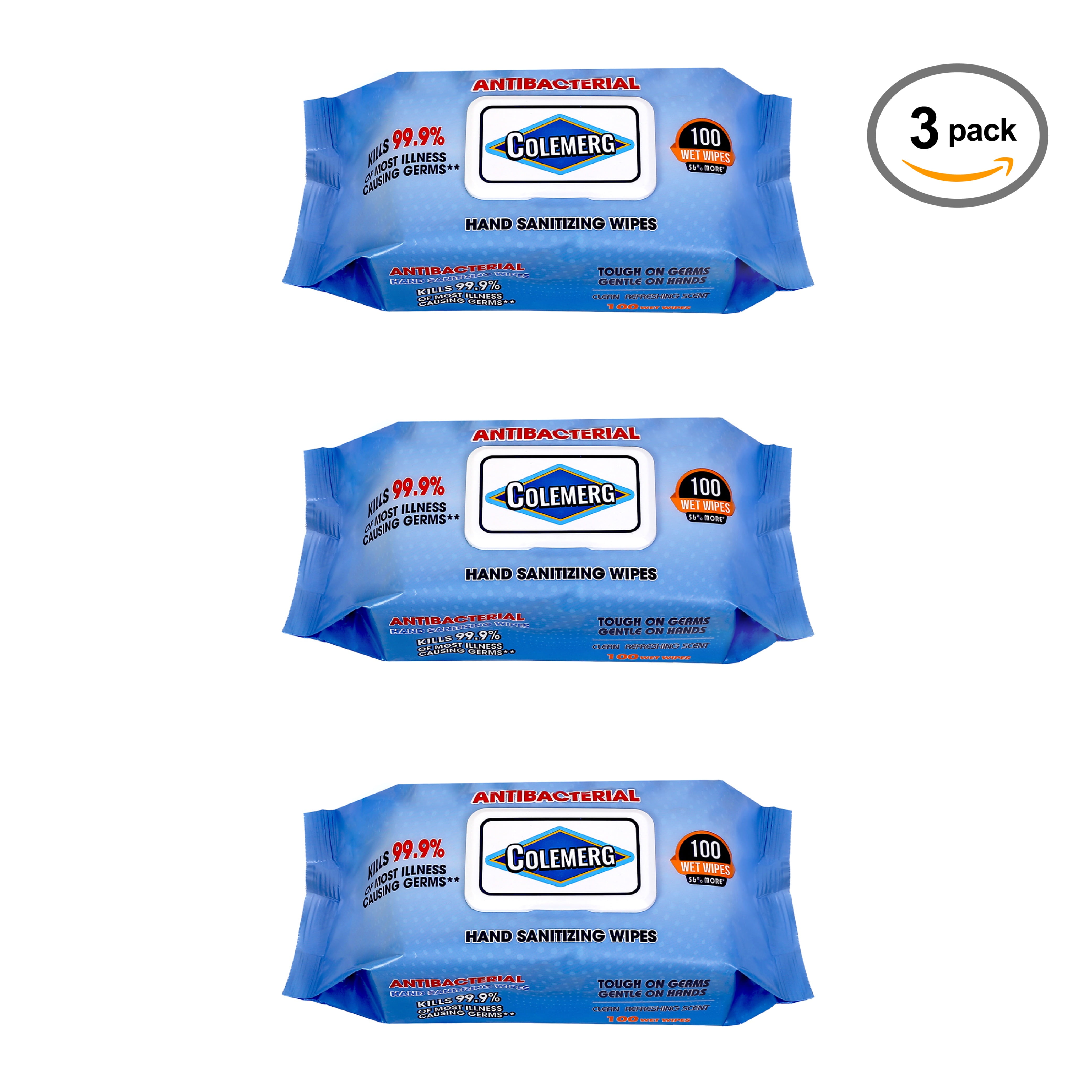 Colemerg Cleansing Wet Wipes, 300 Wipes, 3 Pack 100 per Package One