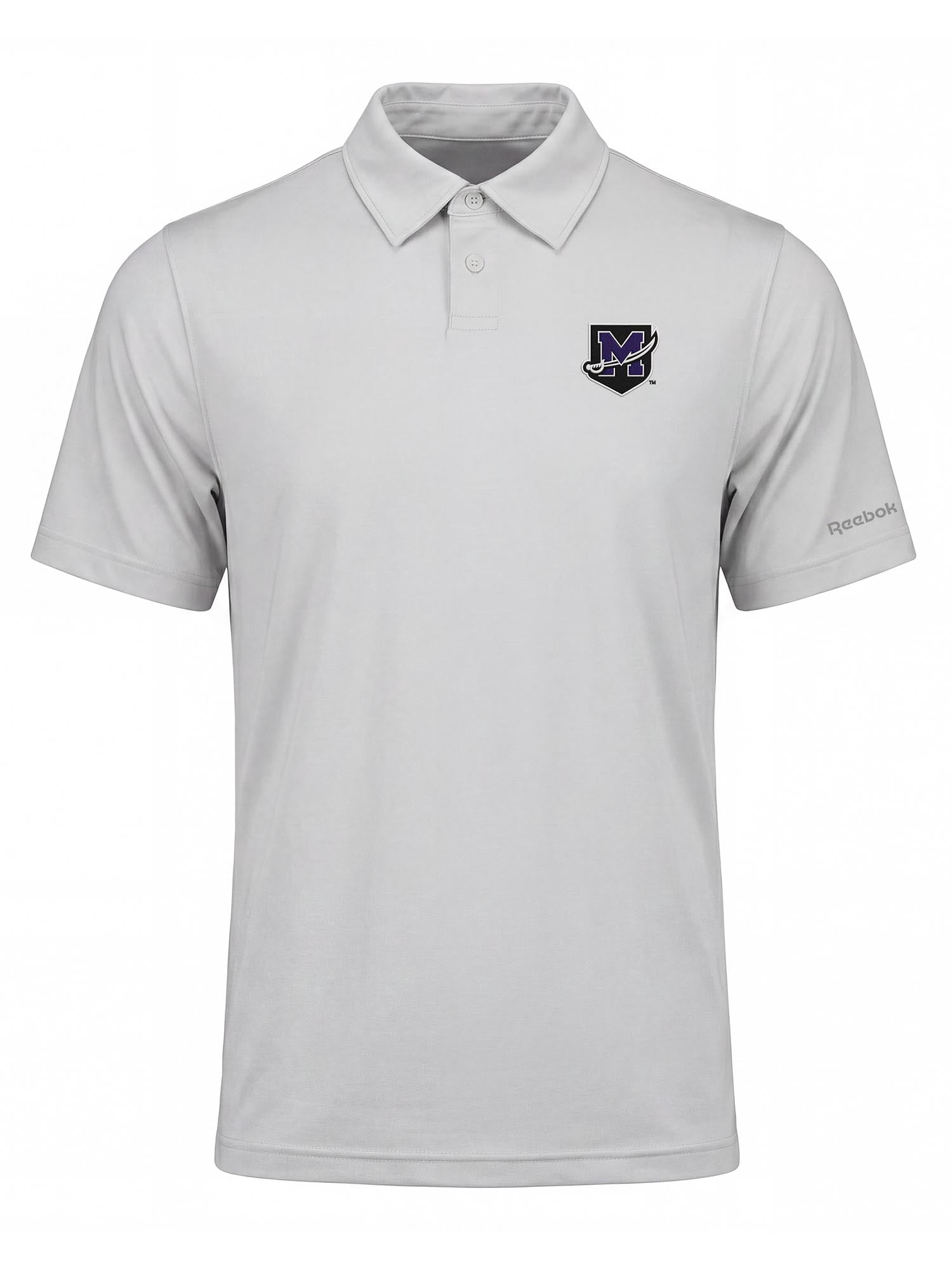 Mount Union Purple Raiders Reebok Mens Gray Short Sleeve Polo Shirt