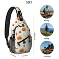 thumbnail image 5 of Sling Backpack,Beige Halloween Pumpkins Ghosts and Bats Sling Bag with Water Bottle Holder,Waterproof Sling Bag for Men/Women with Headphone Jack for Hiking,Travel, 5 of 6