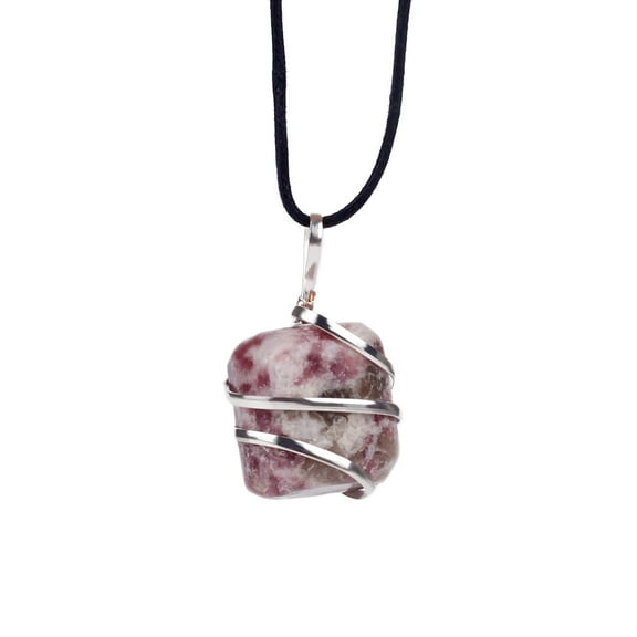 Lepidolite Healing Crystal Necklace - October Birthstone - 18-22 Inch Adjustable Cord - With a Premium Carrying Pouch - Crystal Gifts for Women
