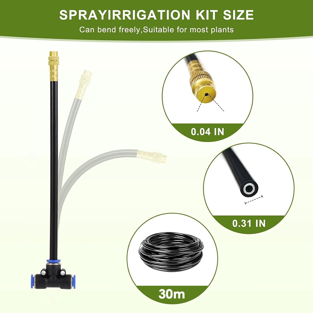 Shopmall 360° Drip Irrigation System 100Ft Adjustable Garden Irrigation Kit with Bending Dropper for Watering System for Garden Plant Lawn Patio, Spray Head Integrated Automatic Watering Set