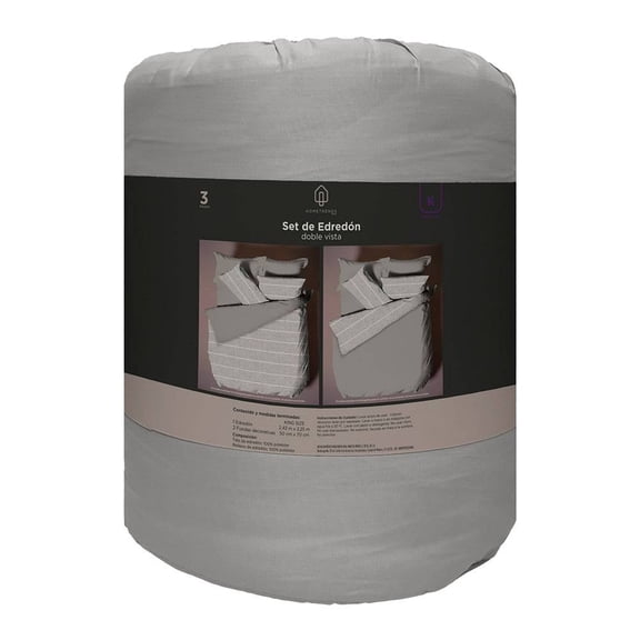 Set De Edredón Hometrends Gris 3 Piezas King Size