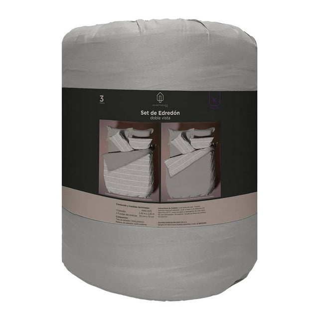 Set De Edredón Hometrends Gris 3 Piezas King Size