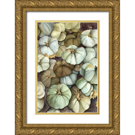Talent, Kelley 17x24 Gold Ornate Wood Framed with Double Matting Museum Art Print Titled - Heirloom Pumpkins