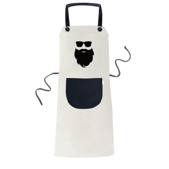 Shadow Great Beard Sunglasses Apron Adjustable Bib Cotton Linen BBQ Kitchen Pocket Pinafore