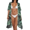 thumbnail image 3 of HELLHERO Polyester Long Kimono Swimsuit Cover Up for Beach Cardigan Loose Leaf, 3 of 5