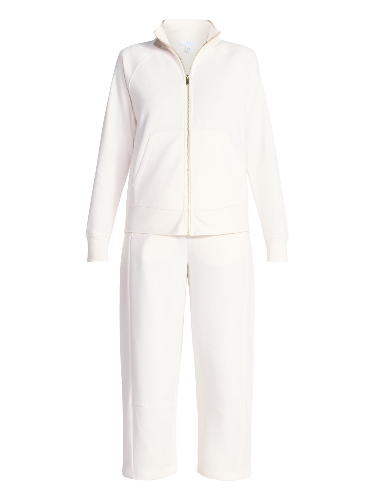 Time and Tru Women's Fleece Sweatshirt and Barrel Leg Pants Set, 2-Piece, Sizes XS-XXXL