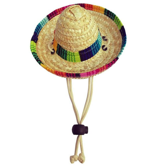 UDIYO Cute Mini Puppy Dog Cat Straw Woven Sun Hat Cap Mexican Sombrero Pet Supplies