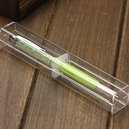 Plastic Light Pen - JOYFEEL Rectangle Shaped Transparent Plastic Ballpoint Pen Box Lightweight Ballpen Protector Case Stationery Accessory for Kids