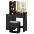 thumbnail image 2 of Costway Vanity Set Dressing Table and Chair Set with 3 Lighting Modes & Mirror and Lights Black, 2 of 10