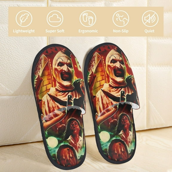 Terrifier Slippers Bedroom Shoes Indoor Furry Warm Stylish Pattern Home Slippers For Women Men Medium