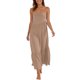 thumbnail image 3 of TaTaai Women's 2026 Summer Spaghetti Strap Ruffled Asymmetric Solid Maxi Dress Loose Beach Sundress for Daily & Vacation Gift, 3 of 9