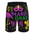 thumbnail image 6 of Kll Mardi Gras With Flamingo Men'S Casual Summer Beach Shorts Hawaiian Shorts With Pockets-Small, 6 of 9