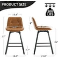 thumbnail image 3 of Fancrou 26″ Swivel Counter Height Bar Stools Set Of 2, Triangular Pattern Faux Leather Seat With Metal Legs And Back, Brown, 3 of 7