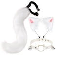 thumbnail image 3 of Diadema con orejas de gato de imitación hecha a mano, accesorios de cola de zorro, conjunto de orejas de bestia secundarias, collar con horquilla, 3 of 4