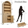 thumbnail image 4 of LEFHDA 78" Tall Bookshelf, Arched Bookcase with Drawers, Boho 6-Tier Bookshelf with Storage, Rattan Open Display Storage Shelf Bookshelf for Living Room Bedroom & Classroom(Oak), 4 of 7