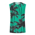 thumbnail image 2 of APEXFWDT Men's Tropical Print Tank Top Fashion Sleeveless Casual Shirt Crew Neck Beach Tank Top for Summer Vacation,L,Green, 2 of 4