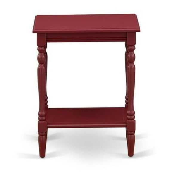 East West Furniture Bedford Wood End Table with Open Storage in Burgundy Red