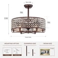 thumbnail image 7 of Caged Ceiling Fan 26.8 Inch with Crystal Shade, Chandelier Ceiling Fan Light with Remote Control and 6 Wind Speeds, 3 ABS Blade Chandelier Ceiling Fan for Bedroom Living Room, 7 of 7