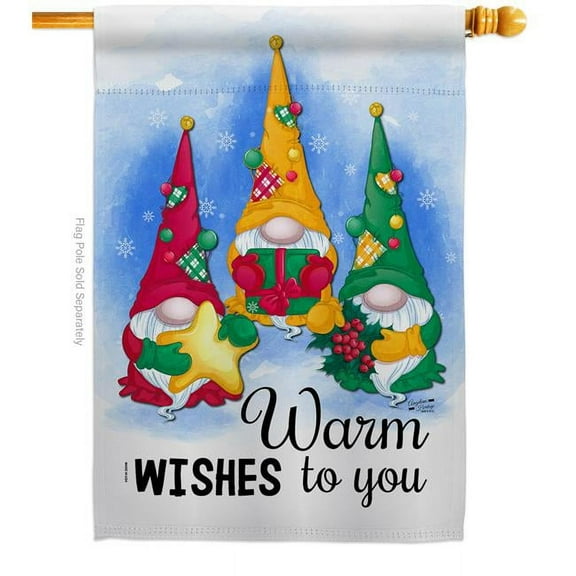 Angeleno Heritage H137305-BO 28 x 40 in. Warm Wishes House Flag with Winter Wonderland Double-Sided Decorative Vertical Flags Decoration Banner Garden Yard Gift